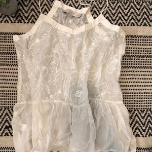 White embroidered sheer tank